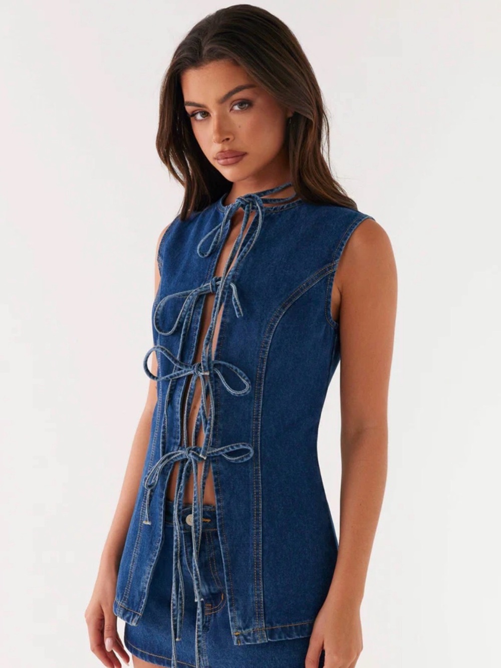 Peppermayo Light Blue Denim Top with Label Detail